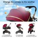 2 in 1 Convertible Baby Stroller Newborn Foldable Pushchair with Adjustable Canopy Folding High Landscape Infant Carriage, Anti-Shock Toddler Pushchair