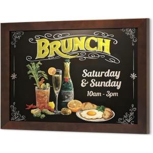 4 THOUGHT Solid Pine Wood Framed Magnetic Chalkboard for Wall, 36"x24" Heavy Duty Rustic Blackboard Sign for Kitchen, Office, Home & Cafe - Indoor/Outdoor Use, Brown