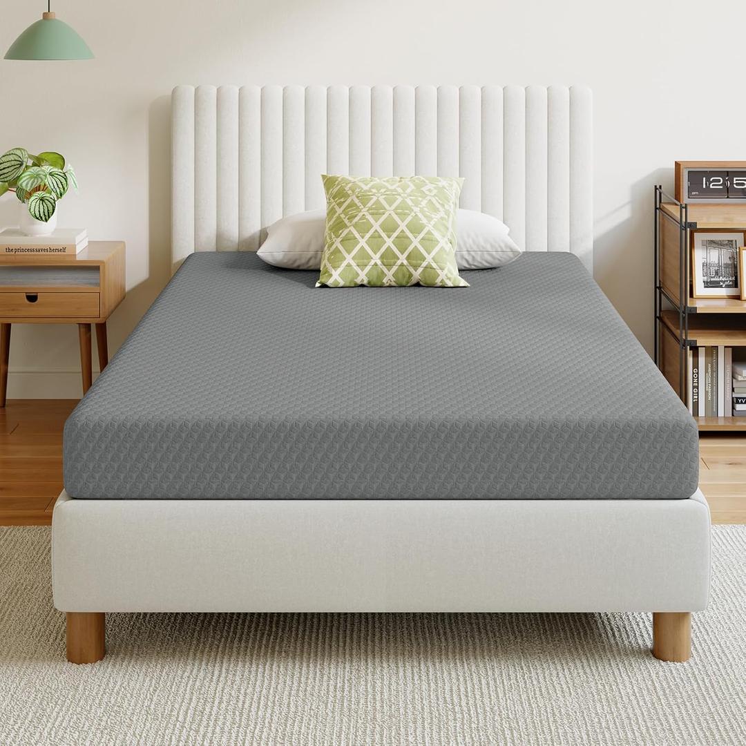 Novilla 8 Inch Twin Mattress, Cooling Memory Foam Mattress Twin Size for Quick Asleep & Pressure Relief, Twin Bed Mattresses with Thermally Balanced Foam Core for Enhanced Support & Breathability,Grey