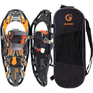 G2 21/25/30/36 Inches Light Weight Snowshoes for Women, Men Youth, Set with Tote Bag, Special EVA Padded Ratchet Binding, Heel Lift, Orange/Blue