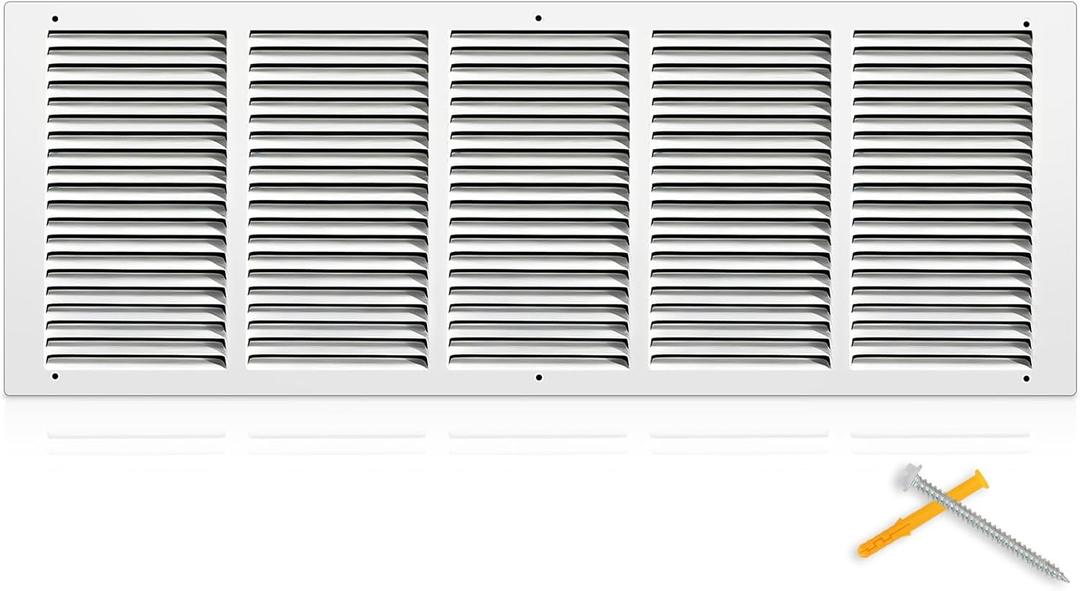 Fancat 30"W x 10"H Return Air Grille [Duct Opening Size], Steel HVAC Return Air Vent Cover for Wall & Ceiling, White Powder-Coated Rust-Resistant AC Cold Air Return, Outer Dimensions 31.75"W x 11.75"H