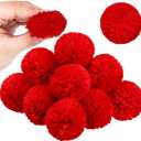 Syhood 20 Pcs Christmas Yarn Pom Poms Balls for DIY Handmade Crafts Fuzzy Pompoms for Christmas DIY Hats Thanksgiving Party Holiday Hanging Home Decorations(1.5 Inch,Red)