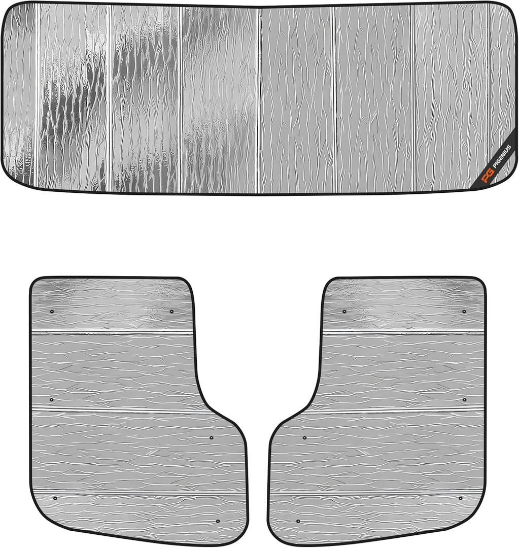 Pigenius Windshield & Side Window Sunshades for Kenworth T800 W900 T680 T600 T270 T370, Reversible Silver/Black