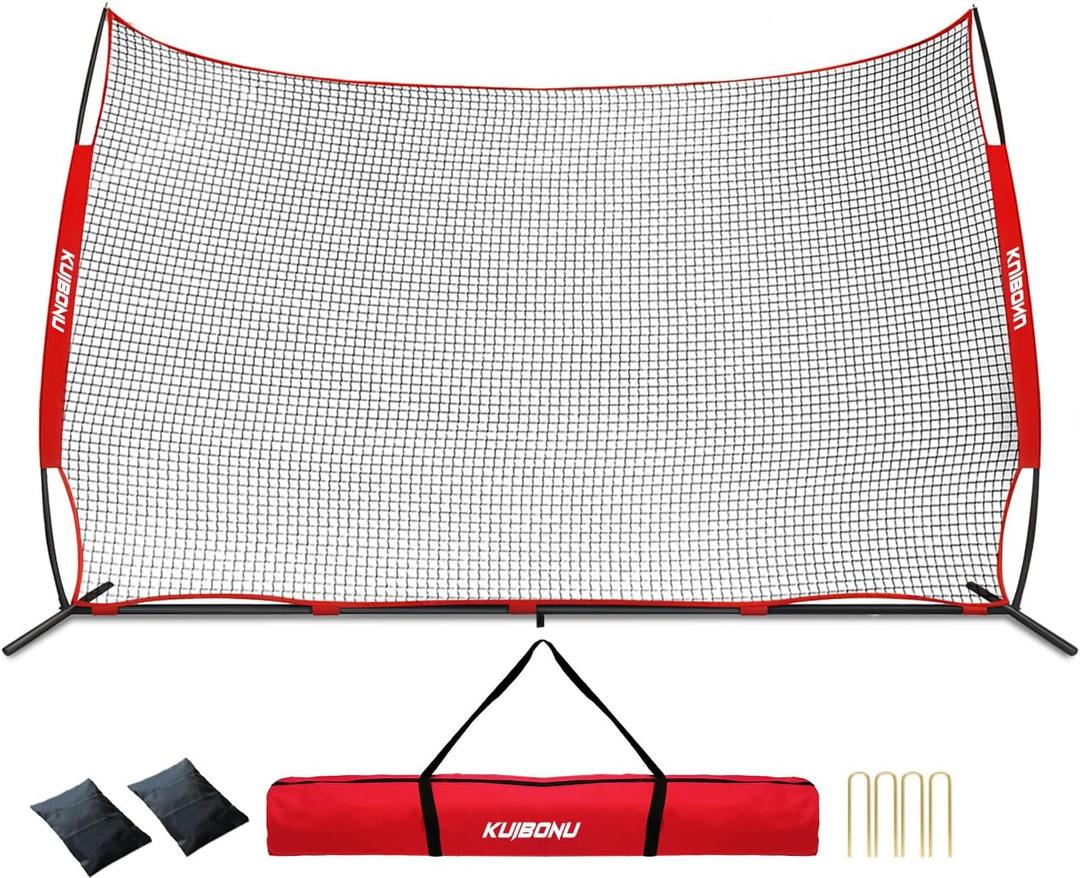 20x10 Foot Barricade Backstop Net, Basketball Barrier Net with Sturdy Steel Frame and Heavy-Duty Netting, Perfect for Lacrosse Baseball Soccer Basketball and More