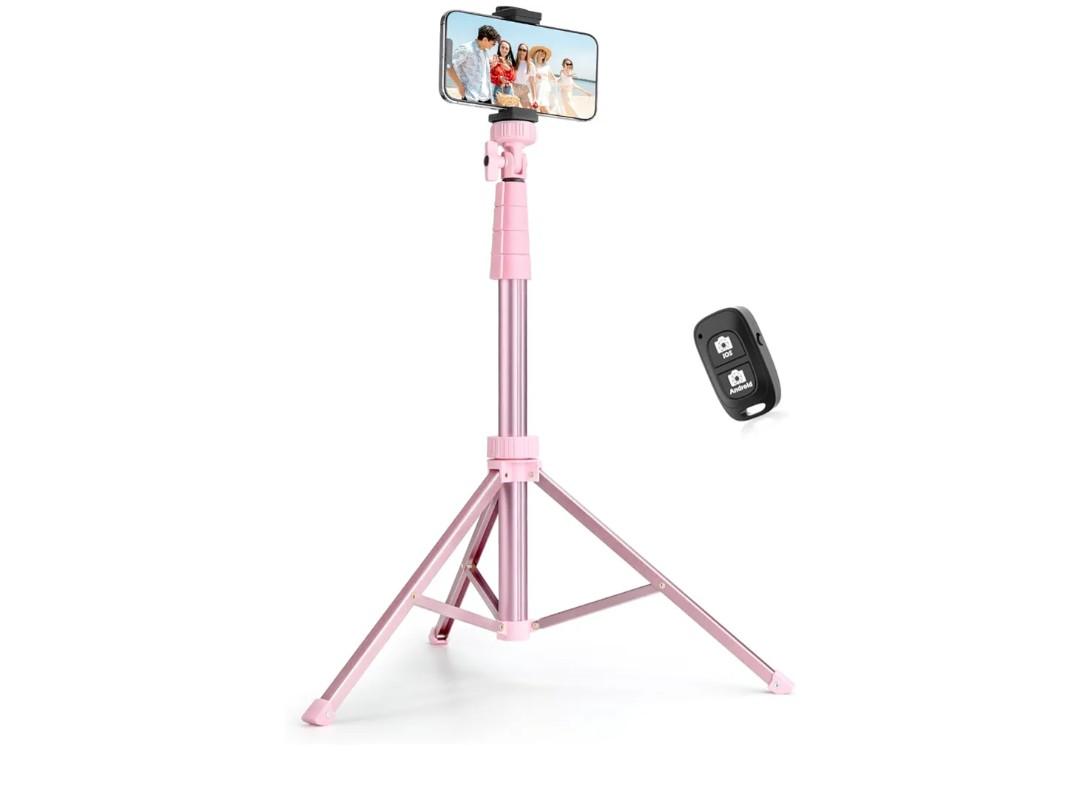 SENSYNE 72" Phone Tripod & Selfie Stick, Extendable Cell Phone Tripod Stand with Wireless Remote and Phone Holder, Compatible with iPhone Android Phone, Camera, Pink