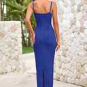 MASCOMODA Women 2025 Summer Sexy Bodycon Maxi Dress Spaghetti Strap Knit Fitted Tight Sleeveless Party Slip Long Dresses (S)