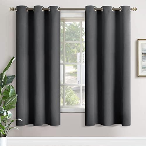 YoungsTex Dark Grey Blackout Curtains 72 Inches Long for Bedroom - Room Darkening Drapes with Grommet for Living Room Dining Privacy Thermal Insulated, 2 Panels, 42 x 72 Inch