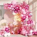 Pink Balloon Garland Arch Kit, 140Pcs Hot Light Metallic Pastel Pink White Confetti Balloons With Stars for Birthday Valentines Day Birdal Shower Wedding Gender Reveal Graduation Party Decorations