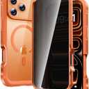 Diaclara Magnetic Designed for iPhone 17 Pro Case 6.3'' [Full Camera Protection] Full Body Bumper,[Compatible with MagSafe] Phone Case w/Built-in Privacy Screen Protector,Orange