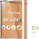 SWANCROWN 36x24 in Enclosed Bulletin Board, Lockable Cork Board Wall 6xA4