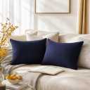 QUORGVES Navy Blue Velvet Pillow Covers 12x20 Inch Set of 2, Soft Solid Decorative Lumbar Throw Pillow Covers, Decor Cushion Covers for Bed Sofa Couch Bedroom Living Room - Dark Blue