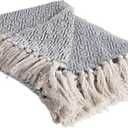 DII Rustic Farmhouse Double Diamond Woven Throw, 50x60, French Blue