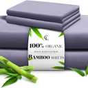 LuxClub Queen Sheet Set, 100% Rayon Derived from Bamboo Cooling Sheets, Breathable & Soft Deep Pocket Up to 16", Hotel Luxury Silky Sheets Queen Size, Light Grey