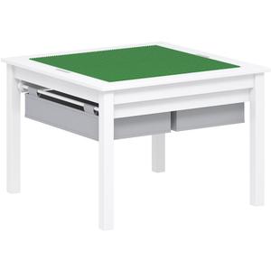UTEX 2 in 1 Kids Construction Play Table with Storage Drawers and Built in Plate (White), 25.6 in x 25.6 in x 21 in