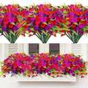 Artificial Flowers for Outdoors 12 Bundles UV Resistant Artificial Petunias Fake Flowers Shrubs Plants with Fern for Indoor Outside Hanging Planters Home Garden Spring Summer Decorations
