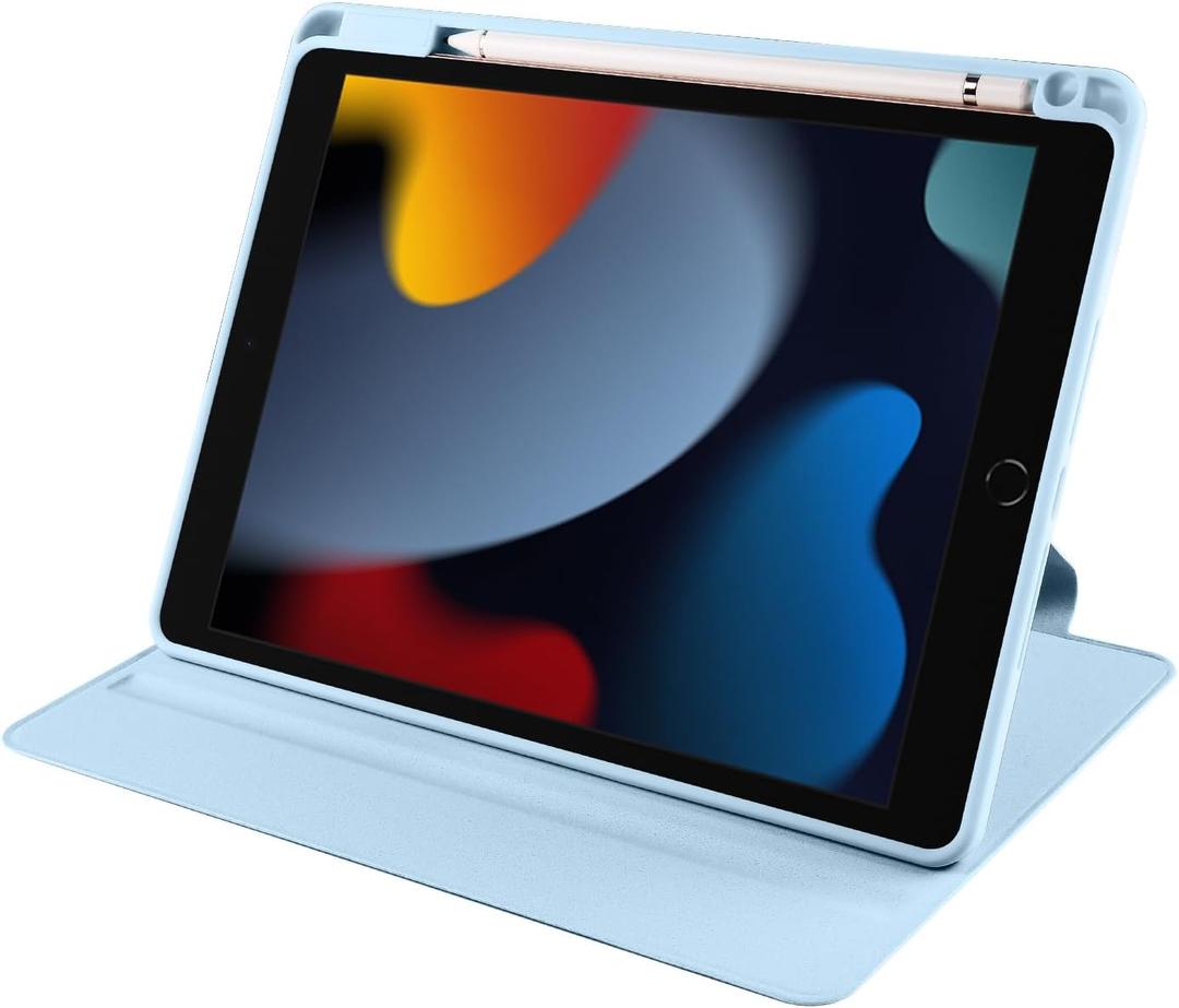 Case Compatible with iPad 10.2 Inch with Pen Holder 2021/2020/2019, 360 Degree Swivel Stand Folio Flip Smart Tablet Cover Auto Sleep/Wake Tablet Case Tablet Case Cover (Color : Blue)