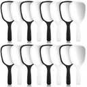 Hicarer 10 Pcs Hand Handheld Mirror with Handle Plastic Travel Makeup Handheld Cosmetic Mirror for Travel, 3.15 Inch Wide, 7.09 Inch Long (Black,White)