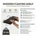 SAUMONIERES Floating Shelves Wall Shelf Solid Wood for Bathroom Bedroom Kitchen Set of 3, Espresso Wall Shelves