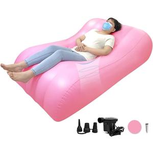 AOSSA BBL Bed After Surgery for Sleeping, Mattress with Hole, BBL Inflatable Chair for Butt, Brazilian Butt Lift Recovery Pillow Post Surgery, Blow Up Bed with Hole, Air Mattress Sofa Couch (Pink), 66*38*15 inch