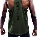 NELEUS Men's 1 Pack Dry Fit Green Muscle Tank Workout Gym Shirt, L