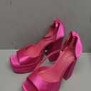 DREAM PAIRS High Heels Chunky Block Platform Heels for Women Ankle Strap Sexy Open Square Toe Heels Dressy Pumps Sandals (8, Hot Pink-satin)
