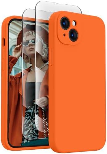 FireNova Designed for iPhone 15 Case, Silicone Upgraded [Camera Protection] Phone Case, Soft Anti-Scratch Microfiber Lining Inside, 6.1 inch, Neon Orange