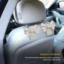 2 x 2PCS Car Hooks for Purses and Bags, Cute Bow Car Seat Headrest Hook, Car Accessories Multipurpose Back Seat Hanger Storage Organize Universal for Vehicles (2PCS-White Bowknot)