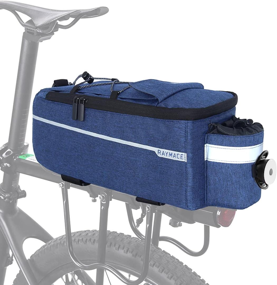RAYMACE Bike Rear Rack Bag with Tail Light, Bike Truck Cooler Bag for Warm or Cold Items (12.5 x 6.3 x 6.3 inches, Navy)