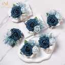 Meldel Navy Blue Wrist Corsage, Set of 6, Homecoming Wrist Flower for Girl/Mother, Perfect for Bride Bridesmaids Wedding Guests Hand Flower, Proms, Party, Ceremony Anniversary