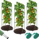 Megidok 3 Pack Tall Square Tomato Cages for Garden, 47" Heavy Duty Tomato Trellis for Raised Garden Bed, Tomato Cages Plant Stakes for Climbing Vegetables Plants Fruits with 33ft Ties