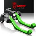 MZS Green Dirt Bike Brake Clutch Levers Pivot Adjustable CNC Compatible with KLX125 10-16 / KLX250 KLX250S KLX250SF 08-20 / KLX230 20-22 / KLX230R 20-23 / KLX300 KLX300SM 22-23 / KLE300 Z125 17-22