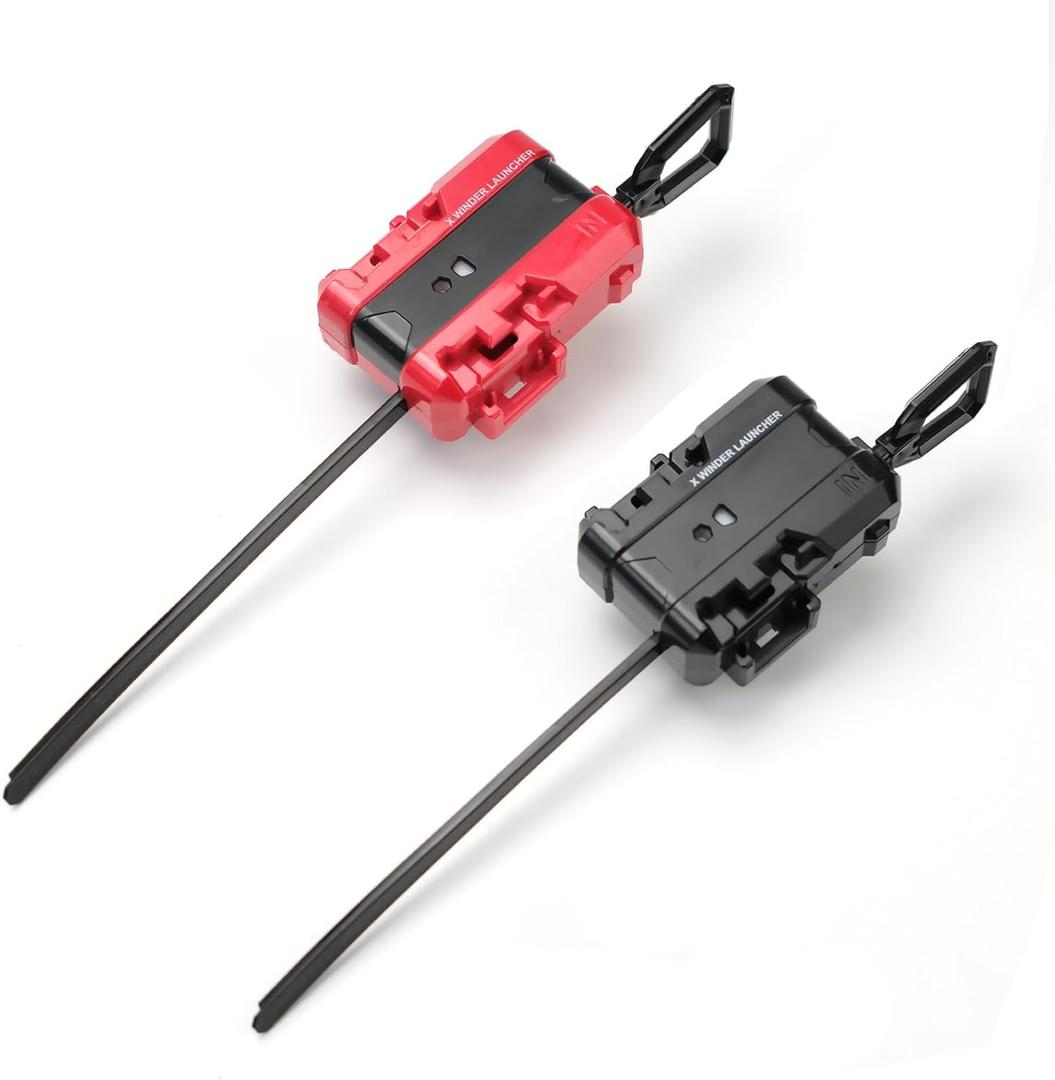 AIBREAY 2 Pack X Winder Launcher, X Gyro Launcher Set for Players Battles, Only Work with X Series Right-Spinning Tops (Red + Black)