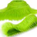 Sukh Shaggy Faux Fur Fabric - 2 x 60 inch Green Faux Fur Trim Precut Fabric Strips Soft Plush Patches for Fuzzy Craft Christmas Tree Trim Gnome Beard Cosplay Costume (1)