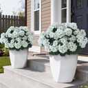GLIDLION 12 Bundles Artificial Geranium Flowers for Spring Summer Decor, UV-Resistant Fake Plants Realistic Faux Silk Bouquets for Front Door Farmhouse Garden Porch Home Outdoor Decor (White)