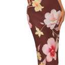 ZESICA Womens Summer Bodycon Maxi Dresses 2026 Floral Spaghetti Strap Square Neck Sleeveless Boho Beach Long Dresses (Small, Brown)