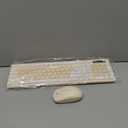 Wireless Keyboard and Mouse Combo, Full-Sized Wireless Keyboard and Adjustable DPI Mouse, 2.4GHz USB Receiver, Keyboard and Mouse for PC, Windows, Desktop, Laptop (Latte Color)