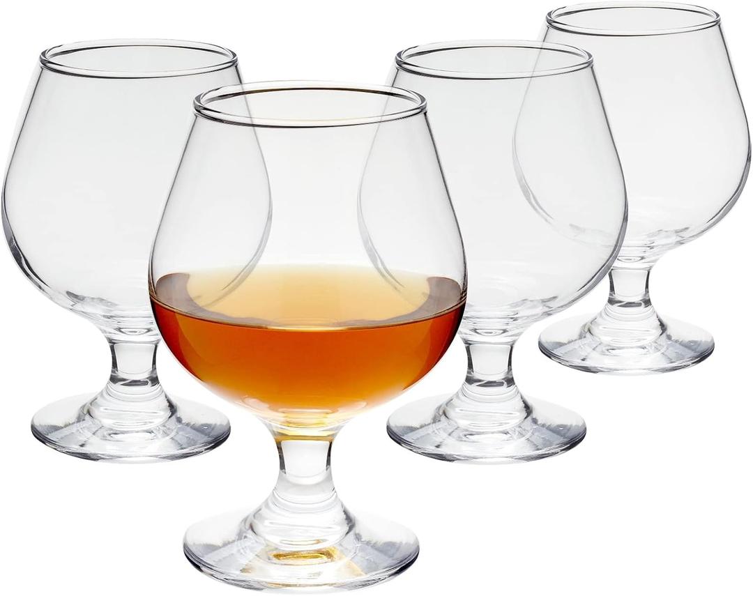 Juvale Cocktail Glasses - 13 Oz Clear Modern Short Stem, 4 Count, Lead-Free Crystal - Brandy Glasses & Cognac Balloon Snifters for Bourbon