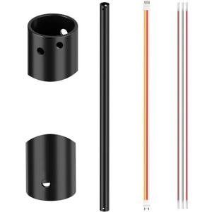 24Inch Black Unthreaded Ceiling Fan Downrod with 6 Wires