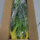 Grunyia 10 Bundles Artificial Plants Outdoor Fake Grass with Flowers UV Resistant Greenery Garden Porch Window Box Decorating (Yellow)