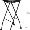 Salon Folding Tray on Wheels, Rolling Color Tray for Hair Stylist & Esthetician, Tattoo Cart, Beauty Utility Cart