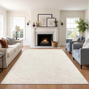 Pauwer Area Rugs for Living Room 5x7, Machine Washable Non Slip Rug, Beige