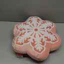 Phantoscope Merry Christmas Snowflake Shaped Throw Pillow, Velvet Xmas Embroidered Snowflake Pillow Decorative Christmas Cushion Pillow for Couch Living Room Bed, Pink, 16 x 16 inches