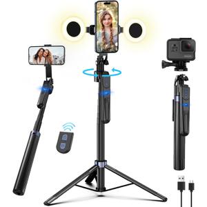70" Auto Face Tracking Tripod for iPhone,360 Rotation Travel Selfie Stick Stand,Face Tracking Phone Tripod with Light and RemoteApplied to Tiktok YouTube Vlog Video Recording