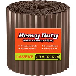 LAVEVE Corrugated Metal Garden Edging 8" x 20Ft, Landscape Edging Border for Lawn, Flower Bed, Garden Fence, Paver Edging (Coffee)