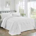 ENJOHOS Oversized King Quilts 138x122 Extra Wide Large White - California King Bedspread, Reversible Summer Soft Microfiber Bed Coverlet Super King Bedding (1 Cal King Quilt, 2 Pillow Shams)
