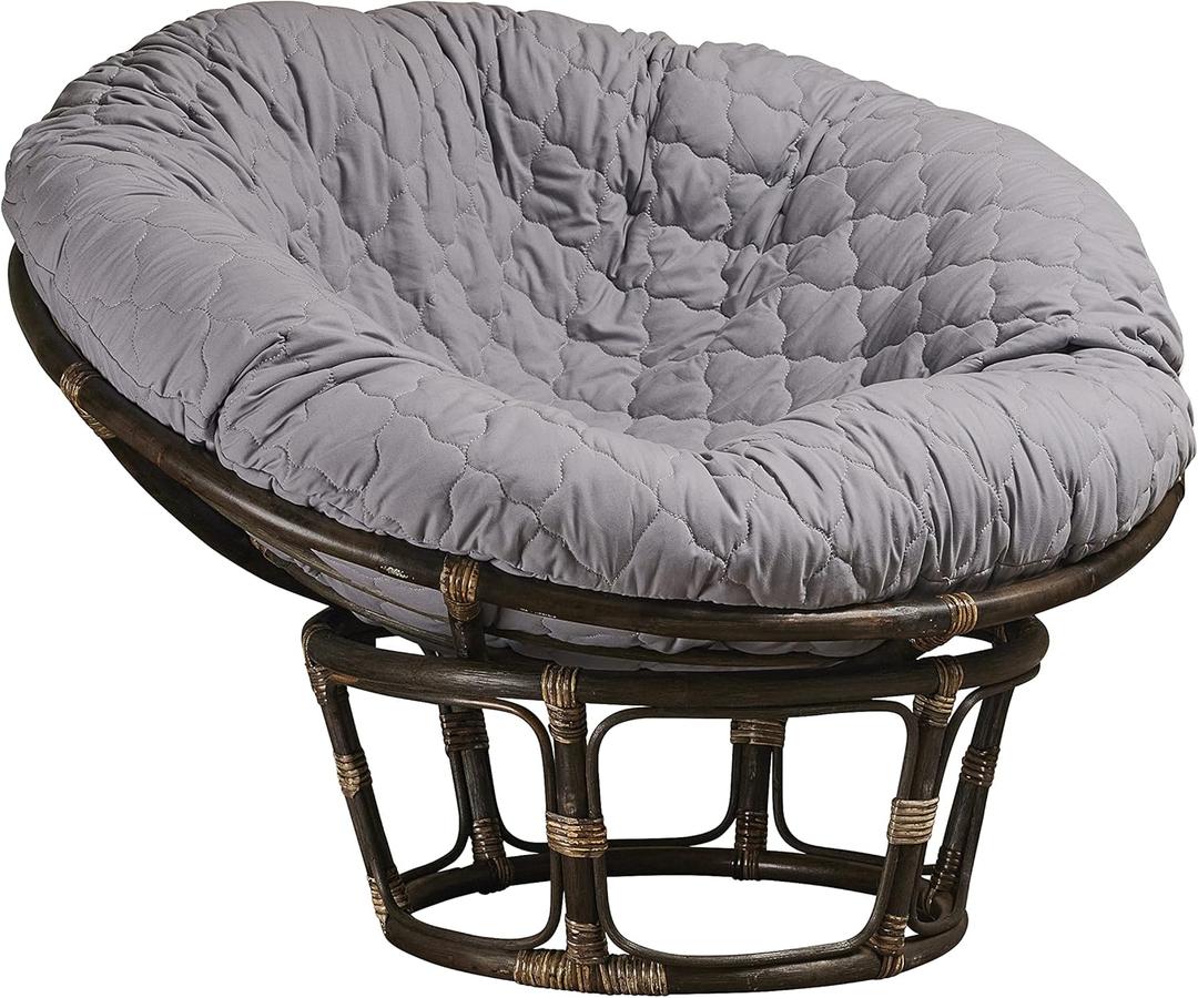 Papasan Cushion Cover - Quilted Shape, Soft Microfiber Fabric, Zippered Papasan Cushion Cover Only (Gray, 55 Inch)