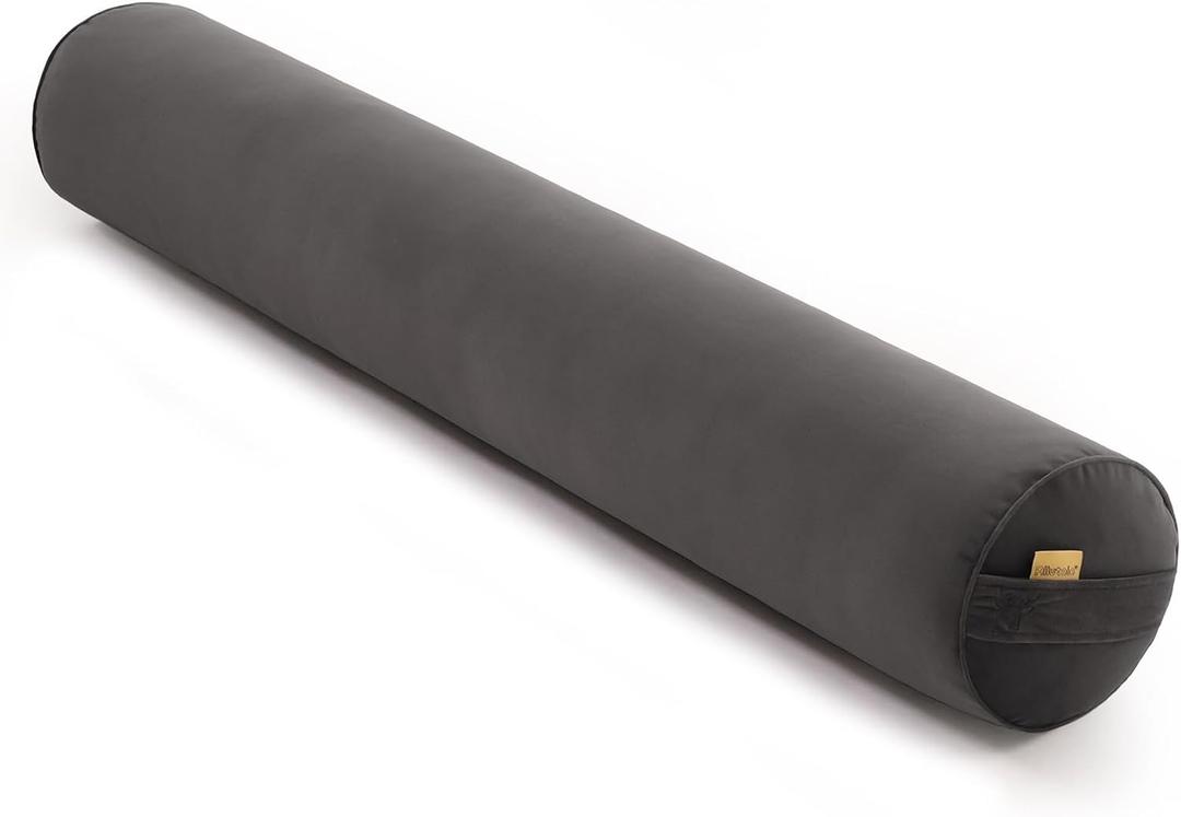 Long Pillow for Bed  Round Bolster Pillow for Adults, Body Pillow for Sleeping, Ergonomic Support,39 x 7.87 Inches,Steel Gray