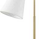 GLOBE Electric 61000057 16" Desk Lamp, Matte Brass Finish, White Shade, Adjustable Pivot Joint, Rotary Switch on Socket, Modern Lighting for Bedroom or Office, Indoor Lights, E26 Base