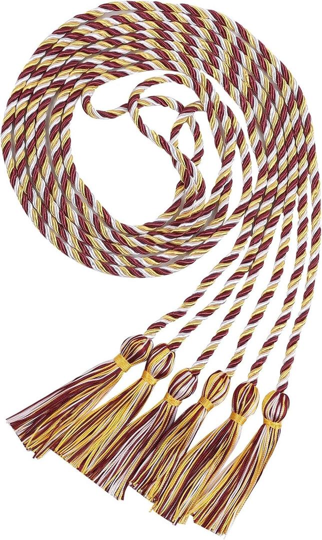 3 Pcs Graduation Cords, Graduation Honor Cord for 2026, Long 68'' Braided Grad Tassel Cords for 2026 Grad College Accessories, Party or Celebration (Burgundy White and Gold)