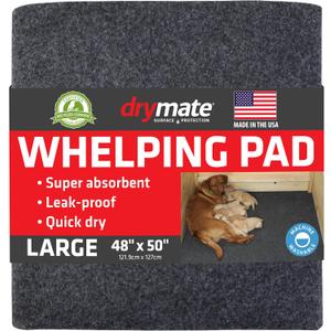 Drymate Whelping Box Liner Mat, Machine Washable, Super Absorbent, Waterproof, Quick Dry, Slip-Resistant, Reusable Dog Puppy Pee Pads for Training, Housebreaking, Incontinence, Crate (USA Made)(48x50)